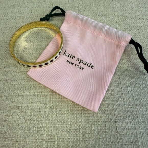 Kate Spade In The Spotlight Cream Black Gold Circle Bangle Bracelet - Picture 6 of 6